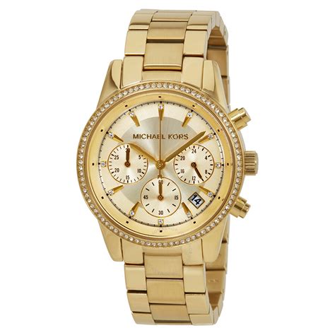 gold michael kors watches for women|Michael Kors chronograph gold.